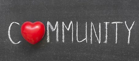 community community written out with a heart